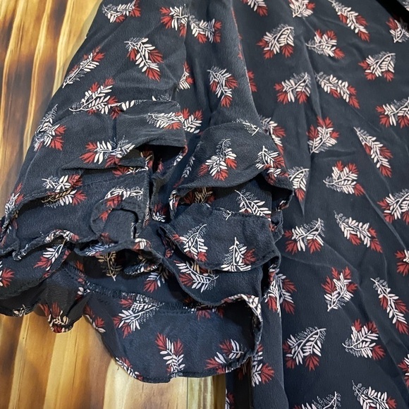 Frame Printed Ruffled High-Low Silk Shirtdress size large - Picture 6 of 7